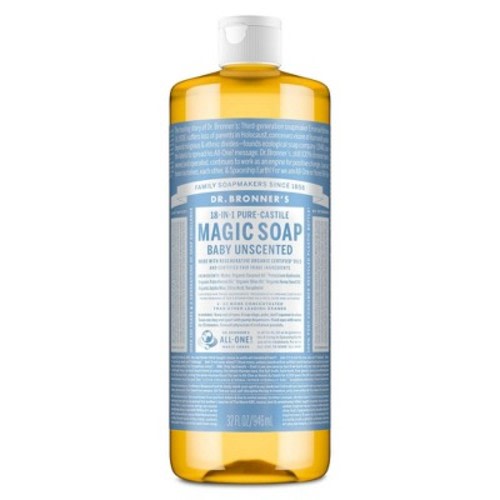 Dr. Bronner's Magic Pure Castile Liquid Soap - Baby Unscented - 32 fl oz