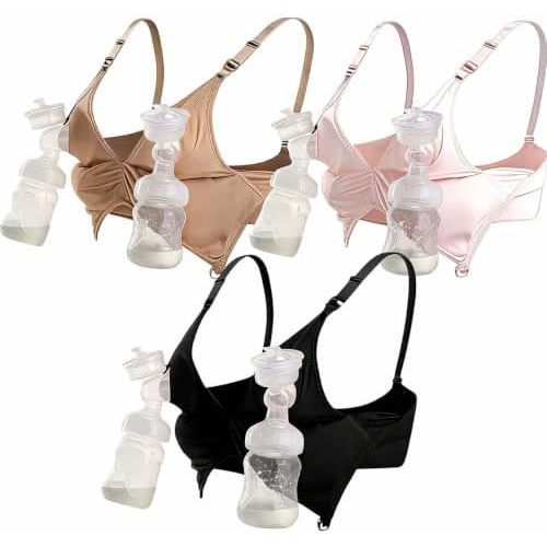 iloveSIA Nursing Bras for Mom Breastfeeding, Seamless Supportive Sleep Bra for Maternity Postpartum S-2XL 3Pack
