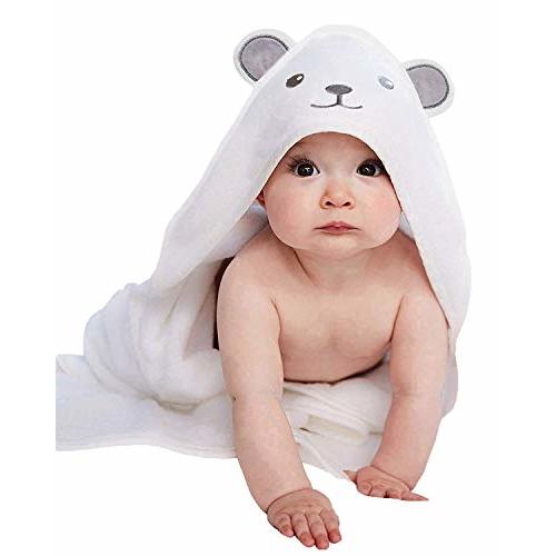 HIPHOP PANDA Hooded Towel - Rayon Made from Bamboo, Soft Bath Towel with Bear Ears for Babie, Toddler, Infant - Ultra Absorbent, Baby Stuff Shower Gifts for Boy and Girl - (Bear, 30 x 30 Inch)