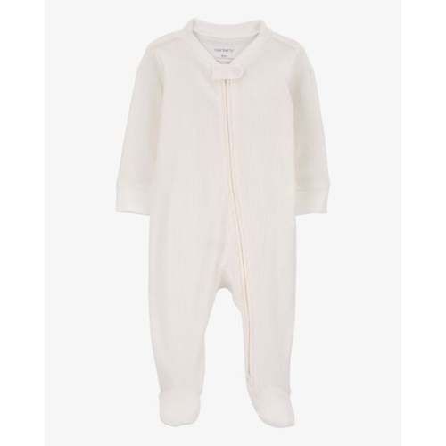 Baby Zip-Up Ribbed Sleep & Play Pajamas - Ivory - Carter's | Carter's