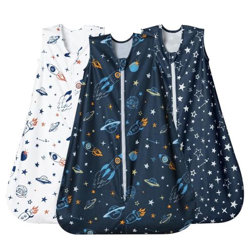 david's kids 3 Pack Micro Fleece Baby Sleep Sack 12-18 Months, Soft Baby Wearable Blankets with 2-Way Zipper, Comfy Sleeping Bags for Toddler Boys Girls Neutral, Large Size, Space