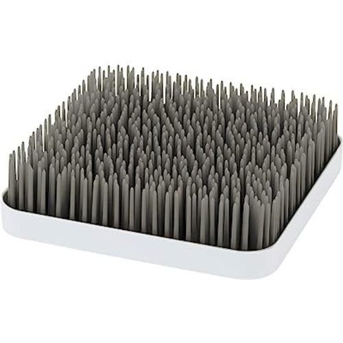 Boon Grass Plastic Drying Rack - Modern Countertop Baby Bottle Organizer - 9.75 x 9.88 x 3.0 inches - Gray