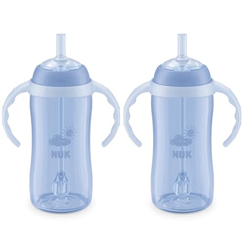 NUK Learner Straw Cup, 10oz, 2-Pack - Toddler Cup with Soft Straw for Easy Drinking, Suitable for Ages 8 Months and Up