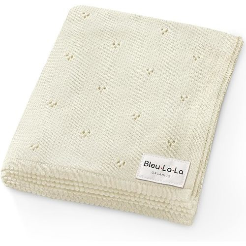 Organic Unisex Pointelle Receiving Swaddle Blanket for Boys & Girls - 100% Luxury Organic Soft Cotton Knit Warm Cuddle Stroller Blanket for Newborns, Infants, & Toddlers (Butter Cream)
