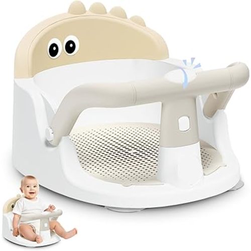 Baby Bath Seat for Babies 6 Months & Up Sitting Up, Non-Slip Baby Bath Chair with Suction Cup, Safe and Comfortable Portable Infant Bath Seat for Bathroom, Bathtub Tub, Easy to Clean (Yellow)