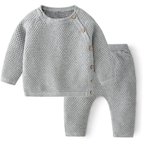 Toddler Baby Boys Girls Sweater Set Newborn Knit Crochet Outfit Pants Clothes Long Sleeve Pullover Sweatshirt Tops