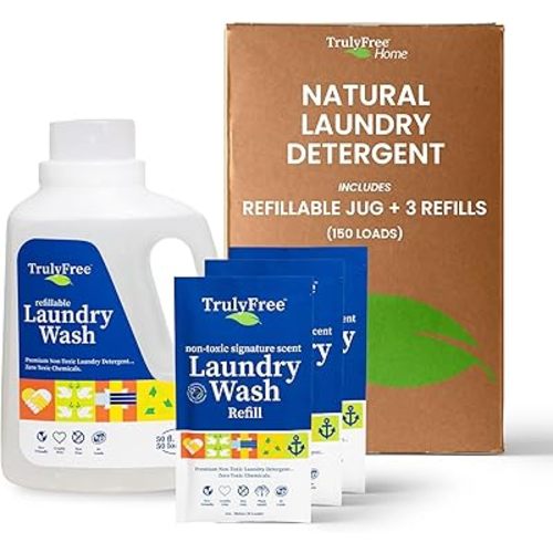 Laundry Detergent for Sensitive Skin | Gentle & Safe for Baby Clothes | Plant-Based | 3 Pack Refill Powder| Easy to Dissolve to Create a Liquid| Signature Wash Scented (150 Loads)