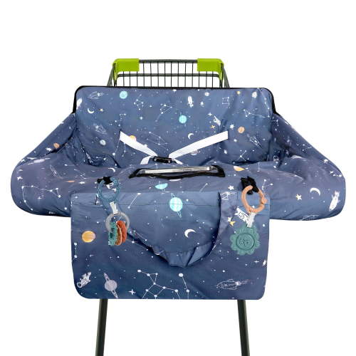 Shopping Cart Cover for Baby 2-in-1 High Chair Cover with Safety Harness Multifunctional Grey Pattern Cart Covers for Babies Soft Padded Grocery Cart Cover for Baby Boy Girl