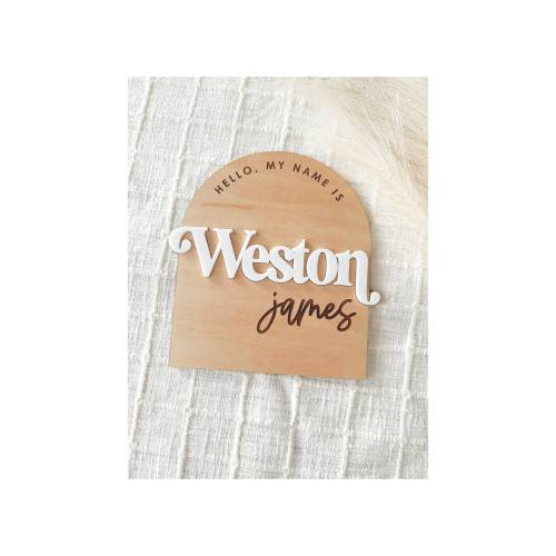 Hello My Name Is, Baby Name Sign, Wood Name Round, Newborn Photo, Personalized Baby Announcement, Baby Shower Gift, Birth Announcement