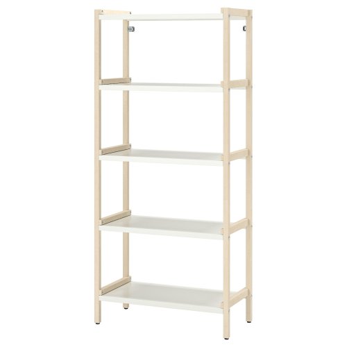 EKENABBEN Open shelf unit - aspen/white 70x34x154 cm (27 1/2x13 3/8x60 5/8 ")
