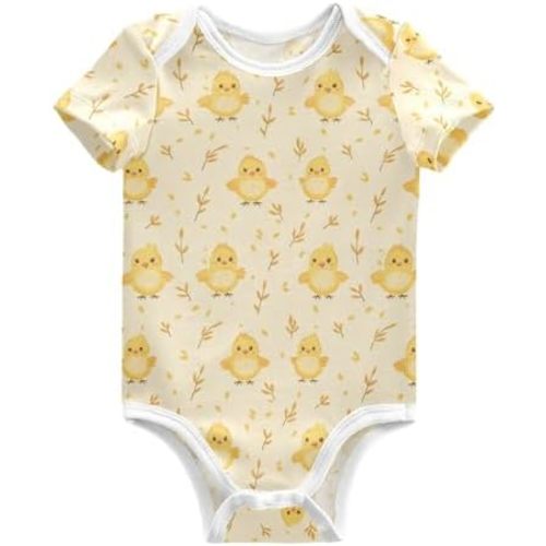 vvfelixl Baby Girls' Bodysuits Cute Yellow Chick Short Sleeve Cotton Baby Boy Clothes for 0-3 Months