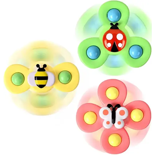 3PCS Suction Cup Spinner Toys for 1 2 Year Old Boys Spinning Toys 12-18 Months Sensory Toys for Toddlers 1-3 First Birthday Baby Gifts for Girls