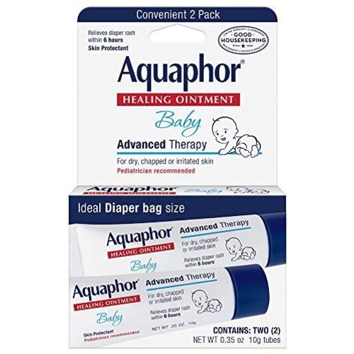 Aquaphor Baby Healing Ointment To-Go Pack - Advanced Therapy for Chapped Cheeks and Diaper Rash - Two .35 oz. Tubes
