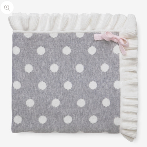 Gray Polka Dot Ruffle Cotton Baby Blanket – Elegant Baby