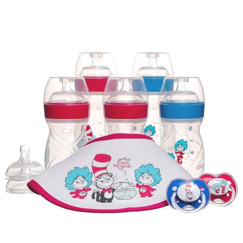 Playtex Baby Dr. Seuss Baby Bottles Gift Set – Newborn Baby Essentials with Binky Pacifiers, Nurser Bottles, Drop-Ins Liners & Bib