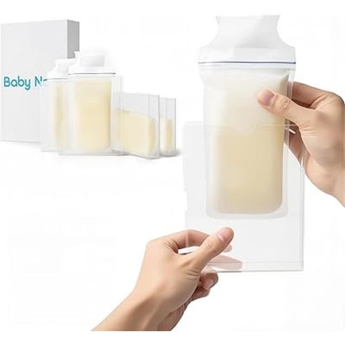 4Pcs Freeze Flat Breastmilk Storage,Space Saving Breast Milk Storage Containers for Fridge, 3-6oz Breastfeeding Bag Organization Solution Freezer Bag Holder