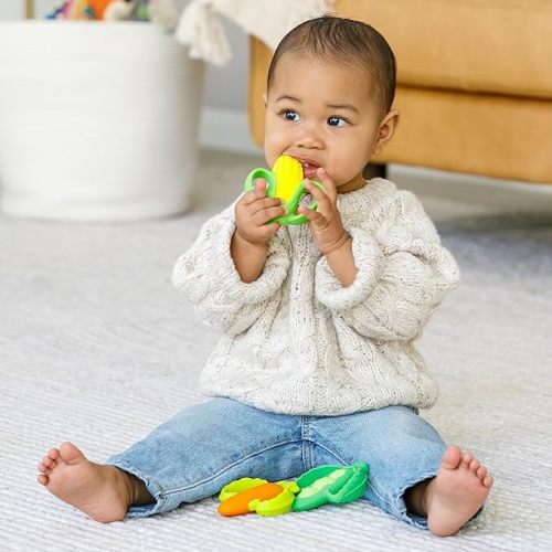 Infantino Farmers Market Teether Gift Set - Set of 3 BPA-Free Veggie Textured Silicone Teethers for Soothing Sore Gums, Multicolor