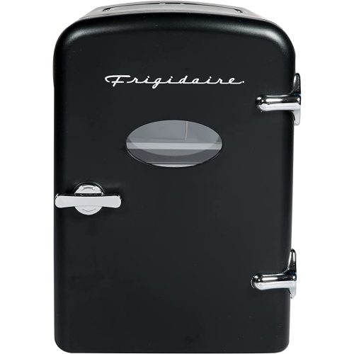 Frigidaire Retro Mini Personal Fridge Cooler, Holds up to 9 Cans, Portable for Car, Office, Bedroom, Dorm Room, or Cabin, Includes 110V AC and 12V DC cords - 11.8"D x 7.1"W x 10.1"H, Black