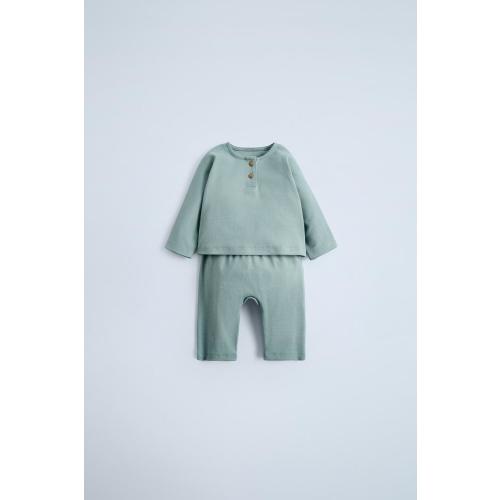 HENLEY T-SHIRT AND JOGGERS SET - Light green | ZARA United States