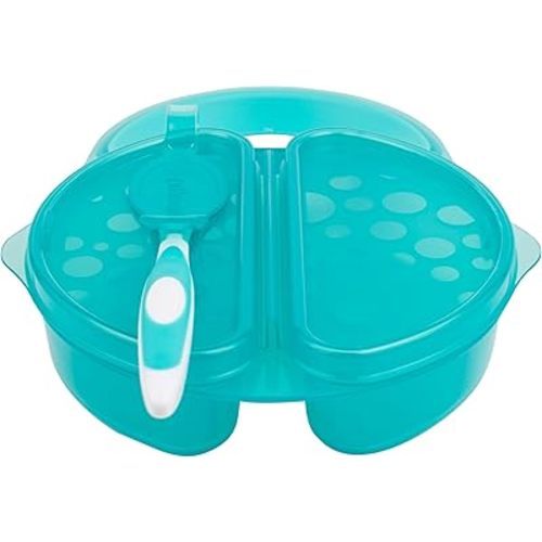 Dr. Brown's Travel Fresh Bowl and Snap-in Spoon, Divided Bowl with Spoon for Toddler Feeding On the Go, BPA Free, 4m+