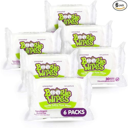 Baby Wipes Unscented by Boogie Wipes, Wet Wipes for Face, Hand, Body & Nose, Made with Vitamin E, Aloe, Chamomile and Natural Saline, 180 Count-30 Count (Pack of 6)