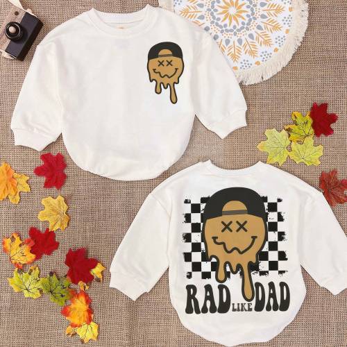 Rad Like Dad Romper- Cute Father's Day Boy Gift- Funny Baby Boy Romper - I Love My Dad Romper Sweatshirt Gift For baby Boy Clothes