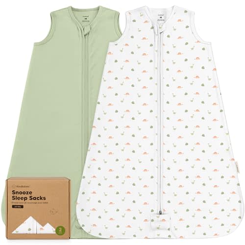 2-Pack Baby Sleep Sacks, Zipper Wearable Blanket - 0.5TOG Organic Cotton, Lightweight,Soft Cozy Toddler Sleeping Sack 6-12 months, Easy to Wear Large Newborn Transition Swaddles Sleepsacks (Roarsome)