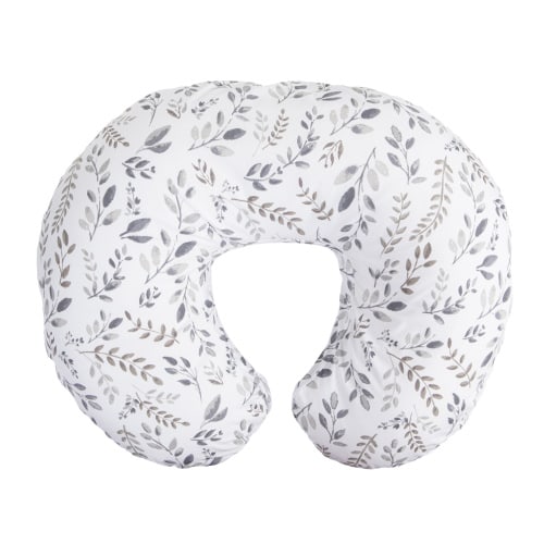Boppy Nursing Pillow Original Support, Gray Taupe Leaves, Ergonomic Nursing Essentials for Bottle and Breastfeeding, Firm Fiber Fill, with Removable Nursing Pillow Cover, Machine Washable