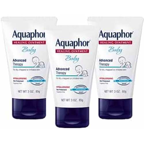 Aquaphor Baby Healing Ointment, Advanced Therapy for Chapped Cheeks and Diaper Rash, 3 Ounce (Pack of 3)