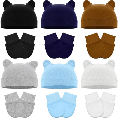 6 Set Baby Hats and Mittens Cute Baby Mittens Newborn Baby Hat with Wars No Scratch Baby Boy Mittens Baby Bear Hat Baby Girl Hat Gloves Infant Beanie Caps Mittens for Newborn Baby Boy Essentials