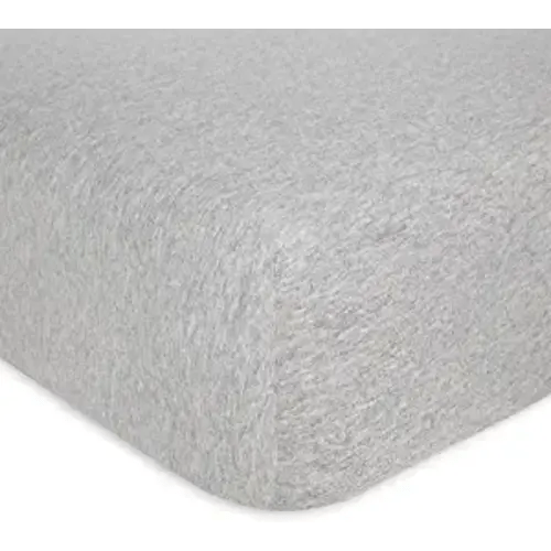 Burt's Bees Baby - Fitted Crib Sheet, Girls & Unisex 100% Organic Cotton - Light Grey