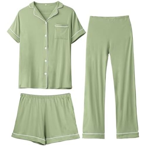 Rnxrbb 3 PCS Women Maternity Pajamas Set Nursing Postpartum Breastfeeding Pjs Sleepwear Lounger Clothes Button Down