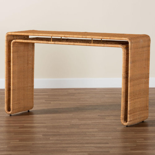 Bayou Breeze Bali & Pari Nevada Bohemian Light Honey Rattan Console Table | Wayfair