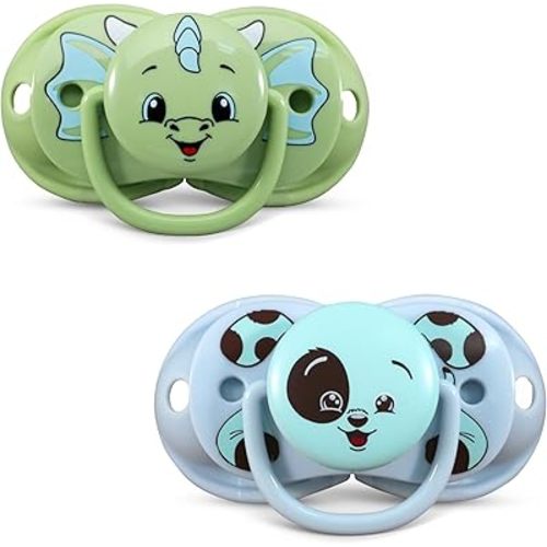 RaZbaby Keep-it-kleen Baby Pacifier (2PK) | 0-36m | Closes When Dropped, Nipple Stays Clean | Silicone Orthodontic Nipple (Panda/Sloth)