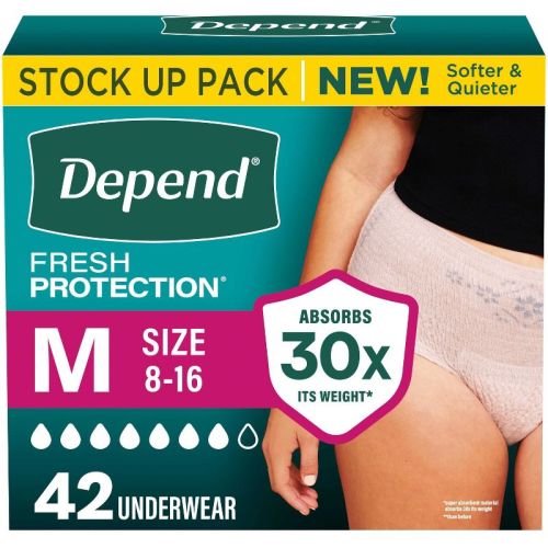 Depend Fresh Protection Adult Incontinence & Postpartum Underwear for Women - Maximum Absorbency - M - Blush - 42ct