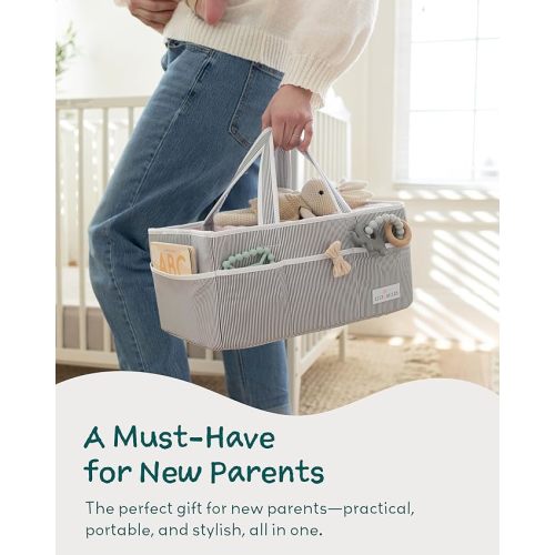 Lily Miles Baby Diaper Caddy - Large Organizer Tote Bag for Newborn essentials Boy or Girl - Baby Shower Basket - Nursery Must Haves - Registry Favorites - Newborn Caddie Car Travel