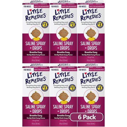 Little Remedies Saline Spray and Drops | Safe for Newborns | 1 Fl Oz (Pack of 6)