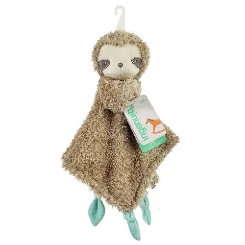 Ingenuity Loni The Sloth Lovey Premium Security Blanket, Soft Plush Toy for Babies, 14 Inches