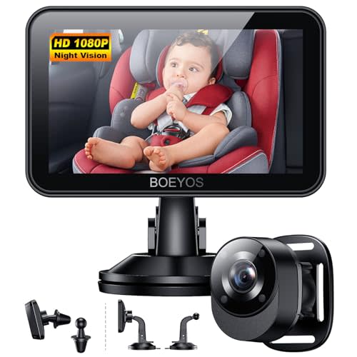 Baby Car Mirror - Baby Car Camera 4.3 inch HD 1080P - Rear Facing Car Baby Monitor with Night Vision - Adjustable View Angle, Easy Setup, Safety for Infants - Black