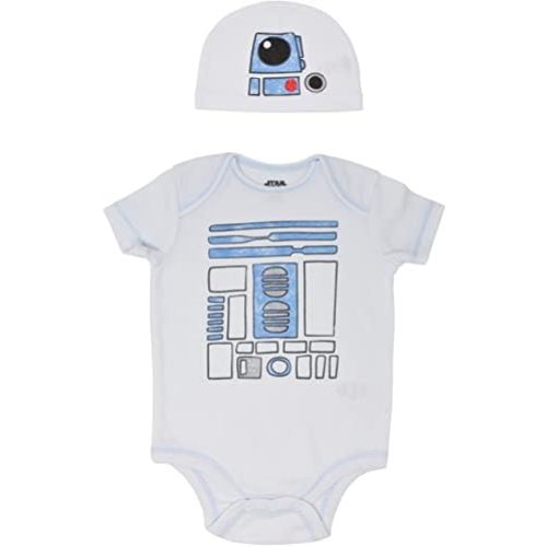 STAR WARS The Mandalorian The Child Darth Vader R2-D2 Baby Cosplay Bodysuit and Hat Set Newborn to Infant