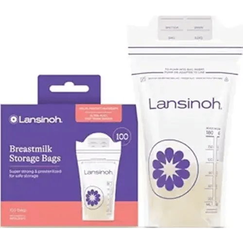 Lansinoh Breastmilk Storage Bags, 100 Count, Baby Essentials, Fast Freeze & Thaw Breast Milk Bags for Baby Bottle Feeding, Strength & Stretch, 6 Ounce