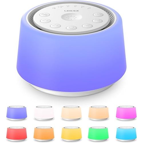White Noise Sound Machine | Sound Machine for Baby Rechargeable | 30 Soothing Sounds | 10 Colors Night Light | White Noise Machine for Sleep Baby Adults Portable Sound Machine for Home Travel