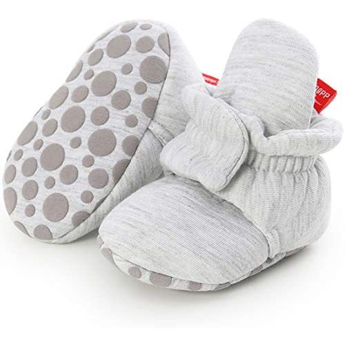 KIDSUN Infant Baby Boy Girl Cozy Fleece Bootie Newborn Stay On Slipper Winter Warm Gripper Non-Slip Crib Shoes