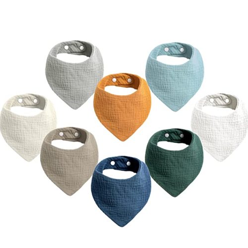 Muslin Baby Bandana Bibs, 8 Pack - Multicolored