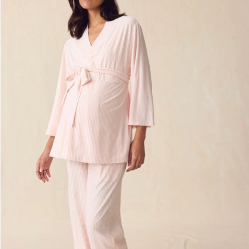 LAKE | Women | DreamModal Pajamas | English Rose Pencil Stripe Maternity Kimono Bundle