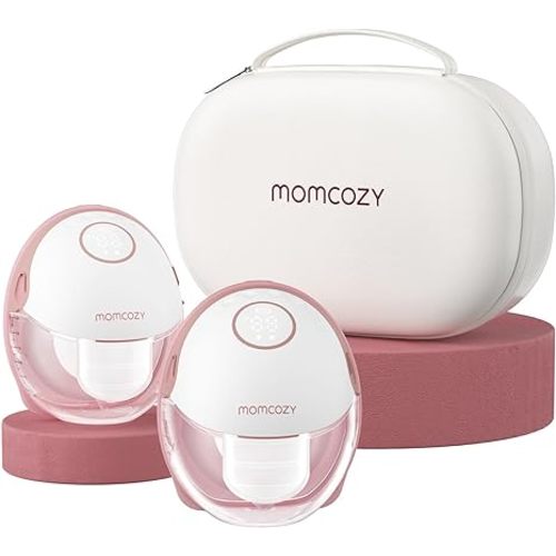 Momcozy Breast Pump Hands Free Mobile Style | M6, Wearable Breastfeeding Pump Ideal Rhythm for More Milk, DoubleFit Flange More Fit & Discreet with 3 Modes & 9 Levels, 24mm - 2 Pack Cozy Red