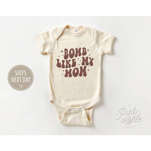 Bomb Like My Mom Baby Onesie® - Cute Retro Bodysuit - I Love My Mom Natural Onesie®