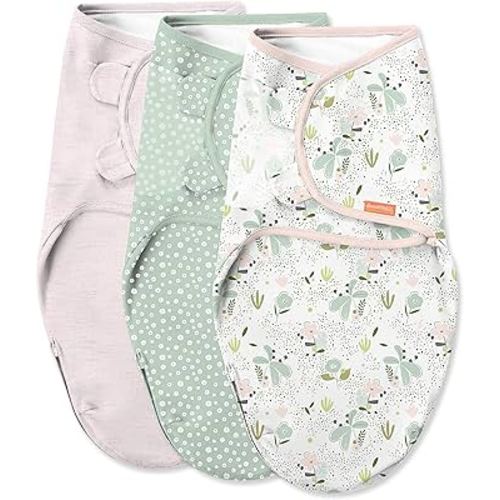 SwaddleMe by Ingenuity Original Swaddle with Easy-Change, 100% Cotton, Improves Sleep & Calms Startle Reflex, 0-3 Months, 3-Pack - Peekaboo Panda