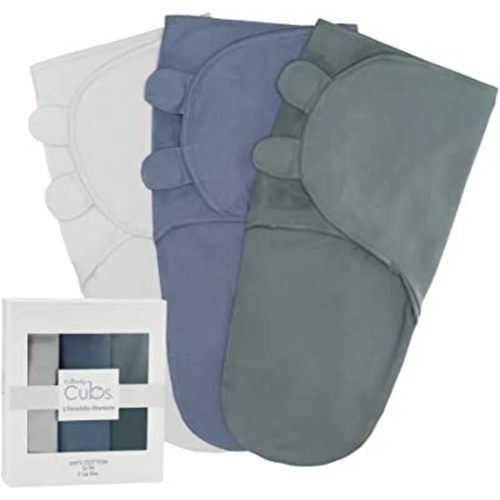 Comfy Cubs Swaddle Blanket Baby Girl Boy Easy Adjustable 3 Pack Infant Sleep Sack Wrap Newborn Babies (Small 0-3 Months, Stone, Nomadic Blue, Azul)