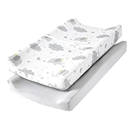 Amazon.com: TILLYOU Changing Pad Cover Set in Soft Jersey Material - Fits 32"/34''x16" Contoured Pad for Babies, Elephant & Cloud, Grey : Baby